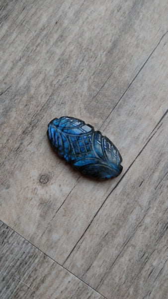 Blue Labradorite etched cabochon