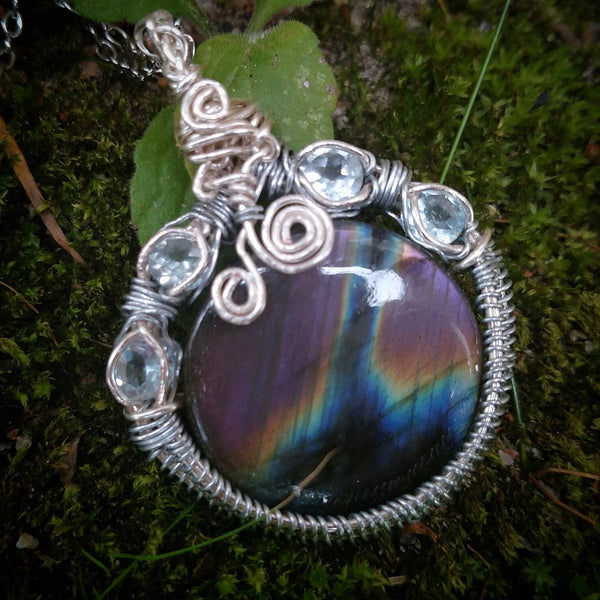 "Storm" - Wire Wrapped Crystal Pendant Necklace