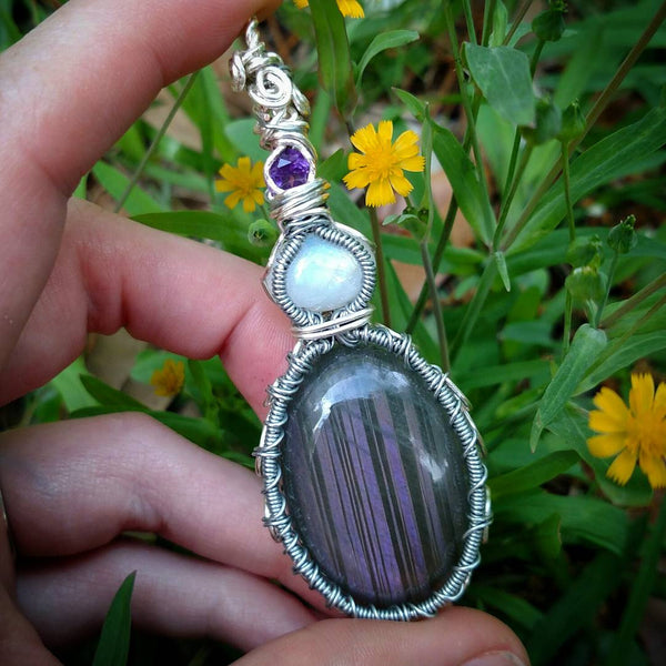 "Violet" - Wire Wrapped Crystal Pendant Necklace