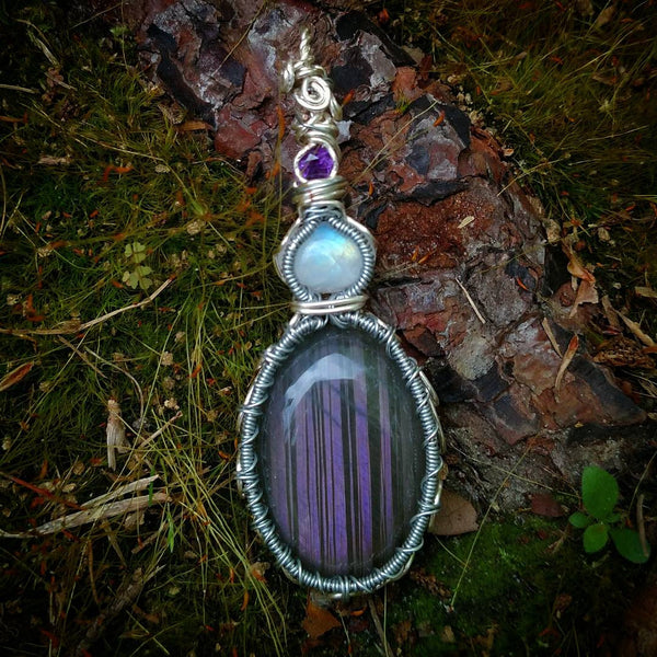 "Violet" - Wire Wrapped Crystal Pendant Necklace
