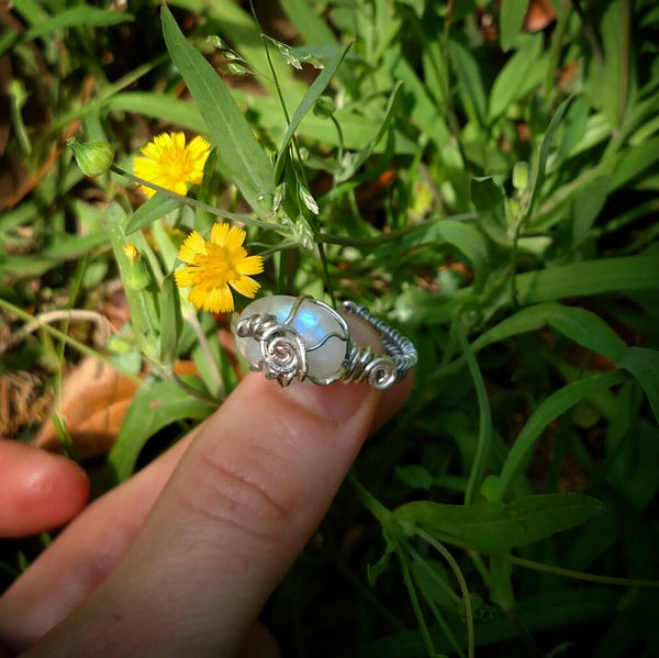 "Moonstoned" - Wire Wrapped Moonstone Ring