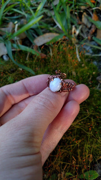 Wire Wrapped Blue Lace Agate Pinky Ring