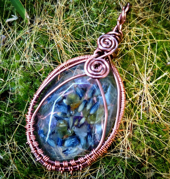 "Sabrina" - Wire Wrapped Resin Crystal Pendant Necklace