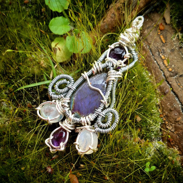 "Purple Goddess" - Wire Wrapped Crystal Pendant Necklace
