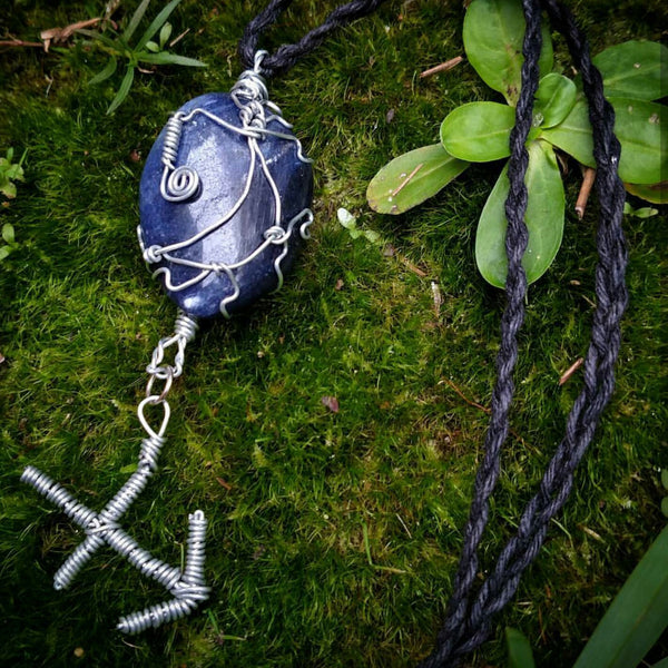 "Sagittarius Dreaming" - Wire Wrapped Sodalite Crystal Pendant