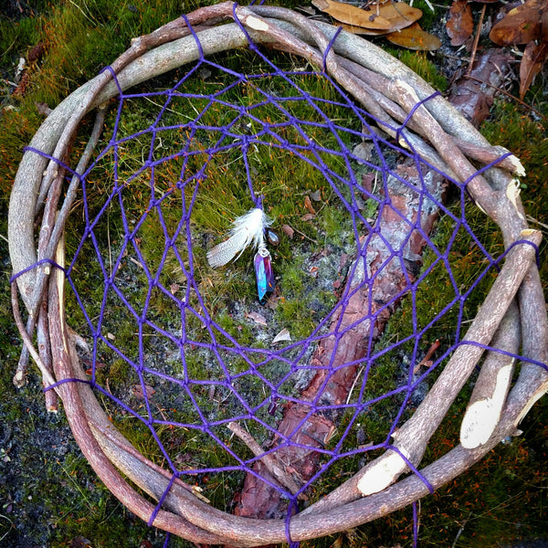 "Purple Rain Dreaming" - Handmade Natural Dreamcatcher