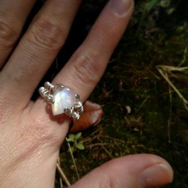 "Fire and Ice" - Sterling Silver and moonstone ring
